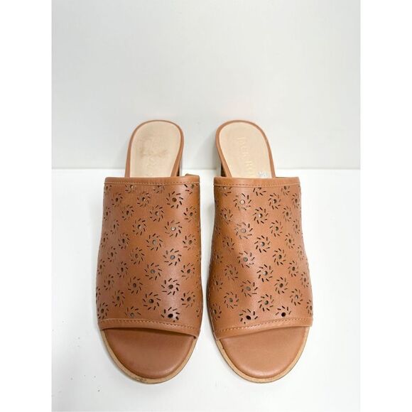 Jack Rogers Sandals Womens Size 6 Brown Roonie Open Toe Perforated Leather Slide - Picture 3 of 10